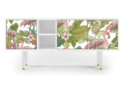 Mueble de TV - 150х69х41 cm - T5 - Sweet Flamingo, Branco