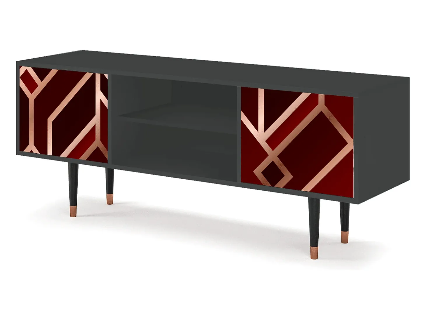Mueble de TV - 170х69х48 cm - T2 - Velvet 1920's, Antracite