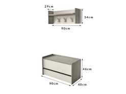 Móveis de entrada Dap, Entrada moderna com cabide, Armário com sapateira, Armário multifuncional, Cm 50x32h182, Branco