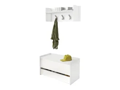 Móveis de entrada Dap, Entrada moderna com cabide, Armário com sapateira, Armário multifuncional, Cm 50x32h182, Branco