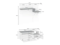 Móveis de entrada Yuri, entrada multifuncional moderna, armário multiuso para hall de entrada, 100% Fabricado na Itália, 120x40h54 cm, branco brilhante e bordo