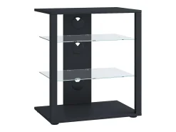 Móveis de madeira VCM Hifi | Armário de rack Prateleira Phono | 2 Pavimentos de vidro | Dimensões: A. 70 x L. 60 x P. 41 cm | Phono Mediaregal - Folas (Preto)