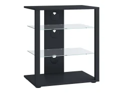 Móveis de madeira VCM Hifi | Armário de rack Prateleira Phono | 2 Pavimentos de vidro | Dimensões: A. 70 x L. 60 x P. 41 cm | Phono Mediaregal - Folas (Preto)