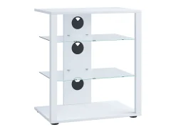 Móveis de madeira VCM Hifi | Armário de rack Prateleira Phono | 2 Pavimentos de vidro | Dimensões: A. 70 x L. 60 x P. 41 cm | Phono Mediaregal - Folas (Branco)
