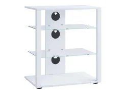 Móveis de madeira VCM Hifi | Armário de rack Prateleira Phono | 2 Pavimentos de vidro | Dimensões: A. 70 x L. 60 x P. 41 cm | Phono Mediaregal - Folas (Branco)