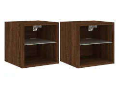 Móveis de parede para TV com luzes LED 2 pcs carvalho castanho