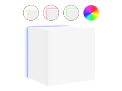 Móveis de parede para TV estante multimídia televisão aparador TV sala de jantar sala de estar quarto com luzes LED 2 peças 40,5 x 35 x 40 cm branco 02_0029103