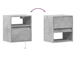 Móveis de parede para TV estante multimídia televisão aparador TV sala de jantar sala de estar quarto e luzes LED 2 peças 41 x 31 x 45 cm cinza 02_0029119
