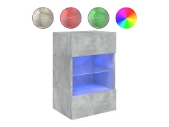 Móveis de parede para TV estante multimídia televisão aparador TV sala de jantar sala de estar quarto e luzes LED 2 peças 40 x 30 x 60,5 cm cinza 02_0029129
