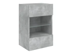Móveis de parede para TV estante multimídia televisão aparador TV sala de jantar sala de estar quarto e luzes LED 2 peças 40 x 30 x 60,5 cm cinza 02_0029129