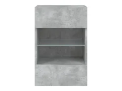 Móveis de parede para TV estante multimídia televisão aparador TV sala de jantar sala de estar quarto e luzes LED 2 peças 40 x 30 x 60,5 cm cinza 02_0029129