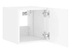 Móveis de parede para TV estante multimídia televisão aparador TV sala de jantar sala de estar quarto com luzes LED 2 peças 30,5 x 35 x 30 cm branco 02_0029095