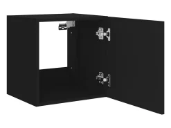 Móveis de parede para TV prateleira multimídia televisão aparador TV sala de jantar sala de estar quarto com luzes LED 2 peças 40,5 x 35 x 40 cm preto 02_0029104