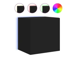 Móveis de parede para TV prateleira multimídia televisão aparador TV sala de jantar sala de estar quarto com luzes LED 2 peças 40,5 x 35 x 40 cm preto 02_0029104