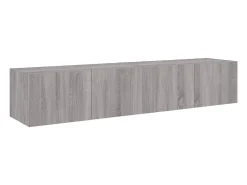 Móveis de parede para TV prateleira multimídia televisão aparador TV sala de jantar sala de estar quarto e luzes LED 2 peças sonoma 80 x 35 x 31 cm cinza 02_0029156
