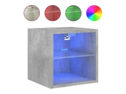 Móveis de parede para TV prateleira multimídia televisão aparador TV sala de jantar sala de estar quarto e luzes LED 2 peças 30 x 28,5 x 30 cm cinza 02_0029125