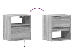 Móveis de parede para TV prateleira multimídia televisão aparador TV sala de jantar sala de estar quarto e luzes LED 2 peças sonoma 41 x 31 x 45 cm cinza 02_0029123
