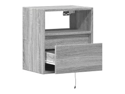Móveis de parede para TV prateleira multimídia televisão aparador TV sala de jantar sala de estar quarto e luzes LED 2 peças sonoma 41 x 31 x 45 cm cinza 02_0029123