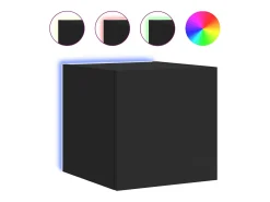 Móveis de parede para TV prateleira multimídia televisão aparador TV sala de jantar sala de estar quarto com luzes LED 2 peças 30,5 x 35 x 30 cm preto 02_0029096