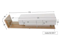 Móveis de TV com 2 gavetas e prateleiras de vidro - 170 x 36 x 38 cm - LEDs - Aglomerado - Branco + natural
