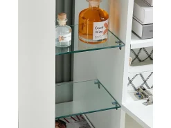 Móveis de TV de ângulo moderno com luz LED, bancada de TV branca moderna, 9 compartimentos, móveis de sala de estar 100x40x68cm
