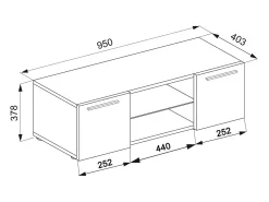Móveis de TV VCM | Lowboard | Armário de TV | Dimensões A. 40 x L. 95 x P. 36 cm | Fernseh Furniture - Lowina (Preto)