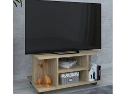 Móveis de TV VCM | Lowboard | Prateleira de TV com rodízios | Dimensões A. 40 x L. 80 x P. 40 cm | Fernseh Furniture - Findalo (Beech)