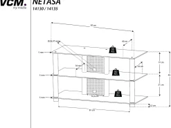 Móveis de TV VCM | Lowboard | Encaminhamento por cabo | Dimensões A. 45 x L. 95 x P. 40 cm | Fernseh Furniture - Netasa (vidro transparente)