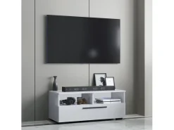 Móveis de TV VCM | Lowboard | Armário de TV com espaço de armazenamento suficiente | Dimensões A. 39 x L. 95 x P. 40 cm | Fernseh Furniture – Arila L (Branco)