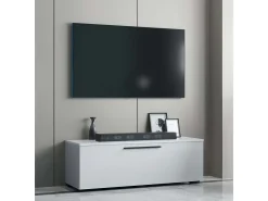 Móveis de TV VCM | Lowboard | Armário de TV com porta dobrável larga | Dimensões A. 39 x L. 115 x P. 40 cm | Fernseh Furniture – Arila M (Branco)