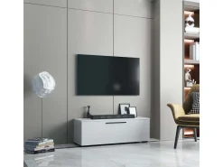 Móveis de TV VCM | Lowboard | Armário de TV com porta dobrável larga | Dimensões A. 39 x L. 115 x P. 40 cm | Fernseh Furniture – Arila M (Branco)