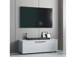 Móveis de TV VCM | Lowboard | Armário de TV com porta dobrável larga | Dimensões A. 39 x L. 115 x P. 40 cm | Fernseh Furniture – Arila M (Branco)