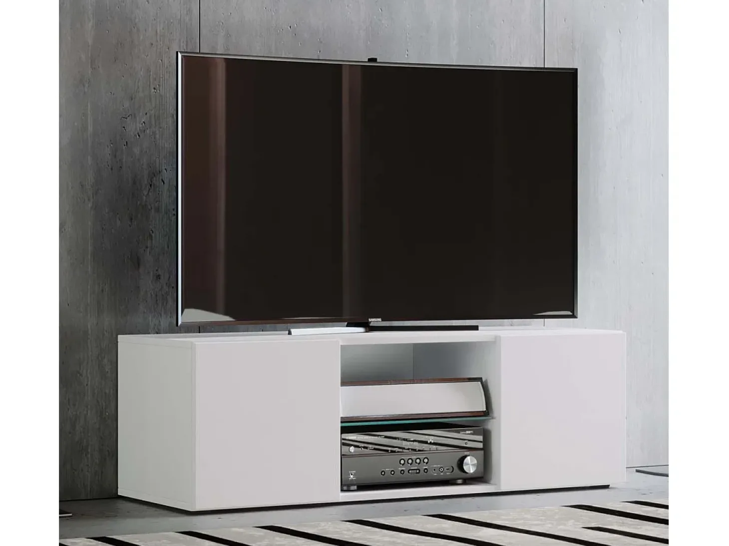 Móveis de TV VCM | Lowboard | Armário de TV | Dimensões A. 40 x L. 115 x P. 36 cm | Fernseh Furniture - Lowina (Branco)