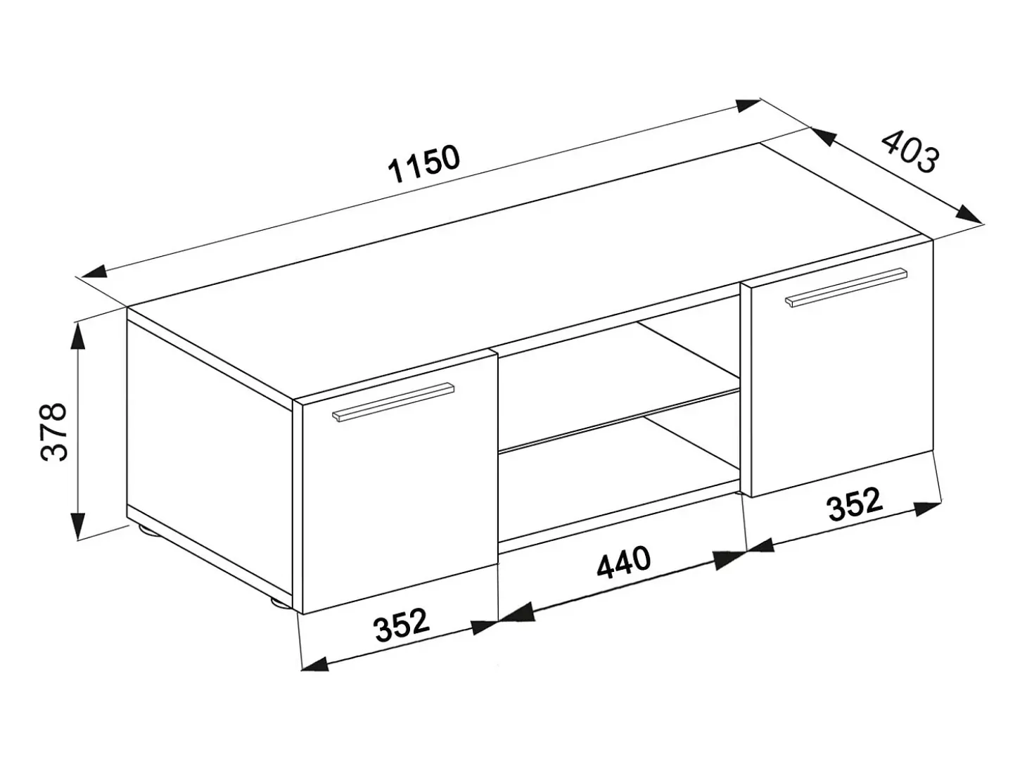 Móveis de TV VCM | Lowboard | Armário de TV | Dimensões A. 40 x L. 115 x P. 36 cm | Fernseh Furniture - Lowina (Branco)