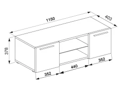 Móveis de TV VCM | Lowboard | Armário de TV | Dimensões A. 40 x L. 115 x P. 36 cm | Fernseh Furniture - Lowina (Preto)