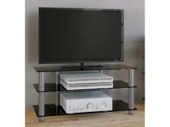Móveis de TV VCM | Lowboard | Encaminhamento por cabo | Dimensões A. 45 x L. 95 x P. 40 cm | Fernseh Furniture - Netasa (vidro preto)