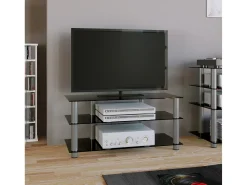 Móveis de TV VCM | Lowboard | Encaminhamento por cabo | Dimensões A. 45 x L. 95 x P. 40 cm | Fernseh Furniture - Netasa (vidro preto)