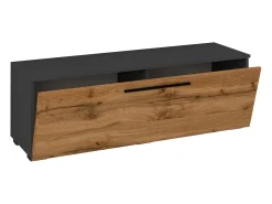 Móveis de TV VCM | Lowboard | Armário de TV com porta dobrável larga | Dimensões A. 39 x L. 115 x P. 40 cm | Fernseh Furniture – Arila M (Anthracite / Honey Oak)