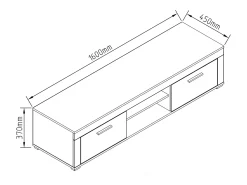 Móveis de TV VCM | Lowboard | Prateleira TV | Dimensões A. 37 x L. 160 x P. 45 cm | Fernseh Furniture – Usilo XL (Branco / Carvalho Mel)