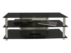 Móveis de TV VCM | Lowboard | Encaminhamento por cabo | Dimensões A. 45 x L. 112 x P. 40 cm | Fernseh Furniture - Zumbo (vidro preto)