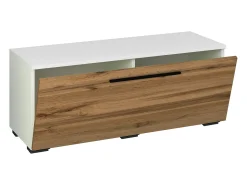 Móveis de TV VCM | Lowboard | Armário de TV com Porta Dobrável Larga | Dimensões A. 39 x L. 95 x P. 40 cm | Fernseh Móveis – Arila S (Carvalho Branco / Mel)