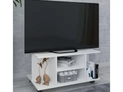 Móveis de TV VCM | Lowboard | Prateleira de TV com rodízios | Dimensões A. 40 x L. 80 x P. 40 cm | Fernseh Mobiliário - Findalo (Branco)