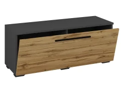 Móveis de TV VCM | Lowboard | Armário de TV com porta dobrável larga | Dimensões A. 39 x L. 95 x P. 40 cm | Fernseh Furniture – Arila S (Anthracite / Honey Oak)