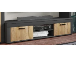 Móveis de TV VCM | Lowboard | Prateleira TV | Dimensões A. 37 x L. 160 x P. 45 cm | Fernseh Furniture – Usilo XL (Anthracite / Honey Oak)