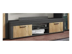 Móveis de TV VCM | Lowboard | Prateleira TV | Dimensões A. 37 x L. 160 x P. 45 cm | Fernseh Furniture – Usilo XL (Anthracite / Honey Oak)