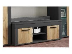Móveis de TV VCM | Lowboard | Prateleira TV | Dimensões A. 37 x L. 102 x P. 45 cm | Fernseh Furniture – Usilo L (Anthracite / Honey Oak)