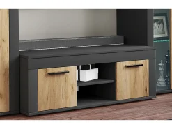 Móveis de TV VCM | Lowboard | Prateleira TV | Dimensões A. 37 x L. 102 x P. 45 cm | Fernseh Furniture – Usilo L (Anthracite / Honey Oak)