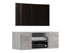 Móveis de TV VCM | Placa de parede | Pendura Lowboard | Dimensões A. 40 x L. 95 x P. 36 cm | Armário de parede - Jusa (Branco / Aparência em concreto)