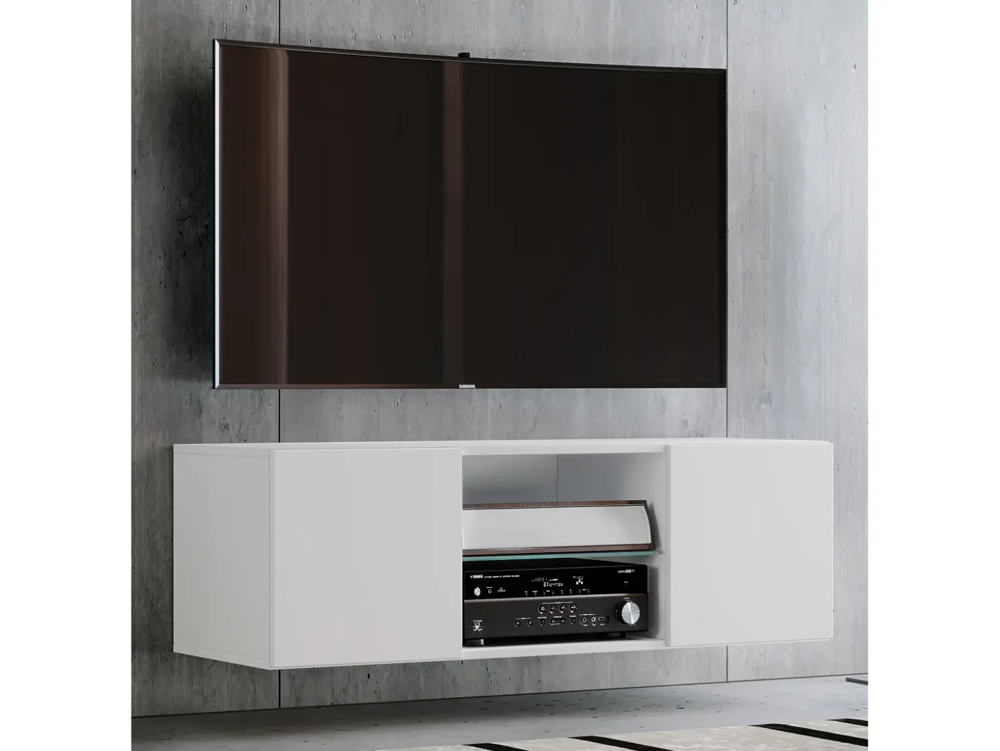 Móveis de TV VCM | Placa de parede | Pendura Lowboard | Dimensões A. 40 x L. 115 x P. 36 cm | Armário de parede - Jusa (Branco)