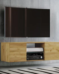 Móveis de TV VCM | Placa de parede | Pendura Lowboard | Dimensões A. 40 x L. 115 x P. 36 cm | Armário de parede - Jusa (Honey Oak)
